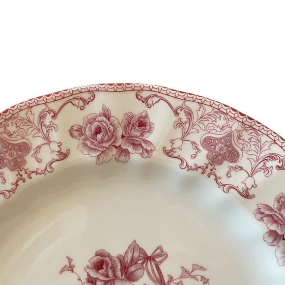 4pc Palate & Plate Victorian RED Rose Floral 10.5" Dinner Plates Scalloped New - Picture 7 of 14